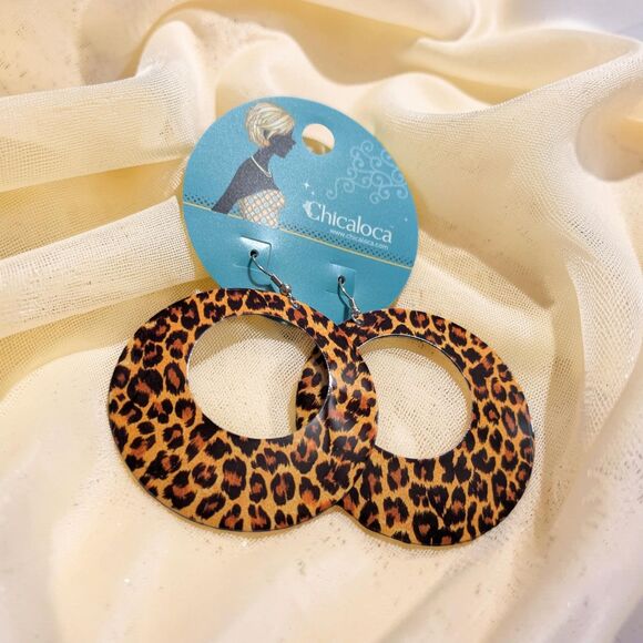 Jewelry - Leopard Print Hoop Earrings, Oversized Animal Print Earrings, Boho Jewelry
